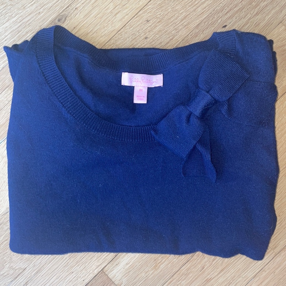 Lilly Pulitzer Long Sleeve Navy Bow Sweater